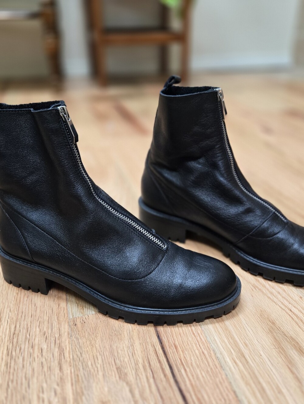 Zara suede leather ankle zipper goth boots 40/9 - Picture 5 of 8